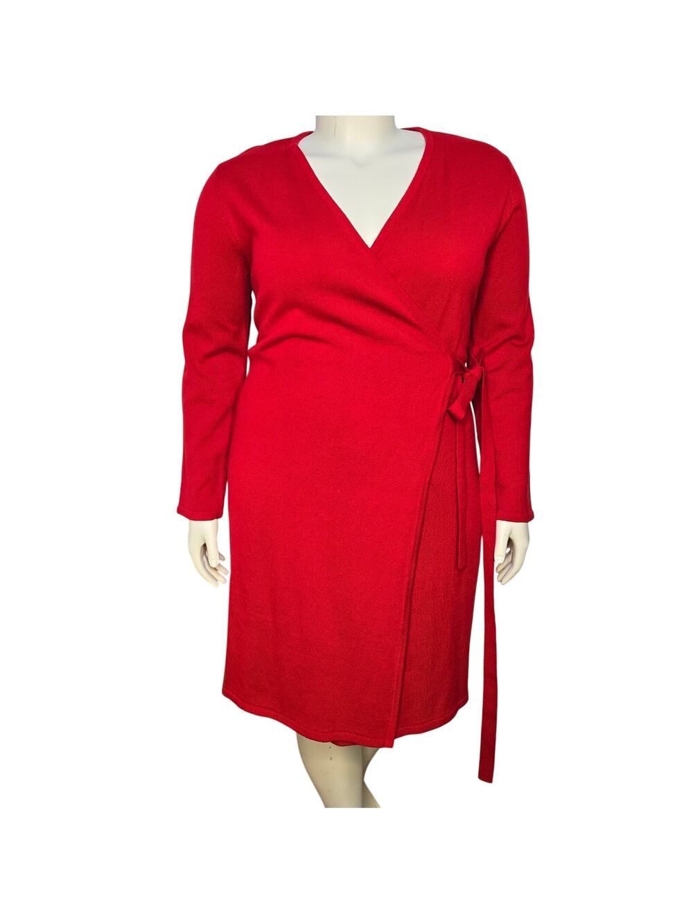 Amanda Charles Sweater Knit Wrap Dress Womens X-Large Red Holiday Christmas